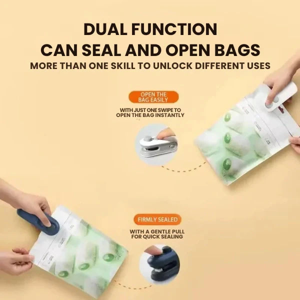 2-in-1 Sealer & Cutter | Portable Rechargeable Food Packet Sealer for Kitchen & Travel