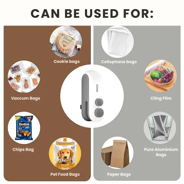 2-in-1 Sealer & Cutter | Portable Rechargeable Food Packet Sealer for Kitchen & Travel